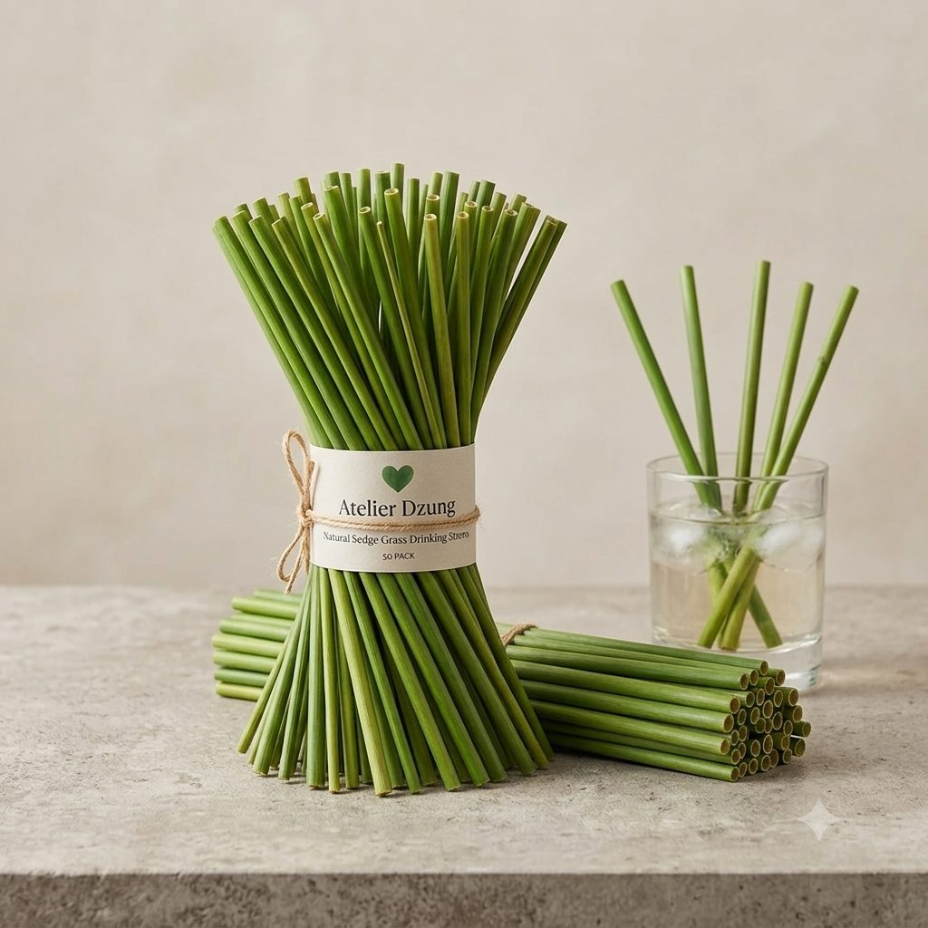Natural Sedge Grass Drinking Straws - 50 Pack